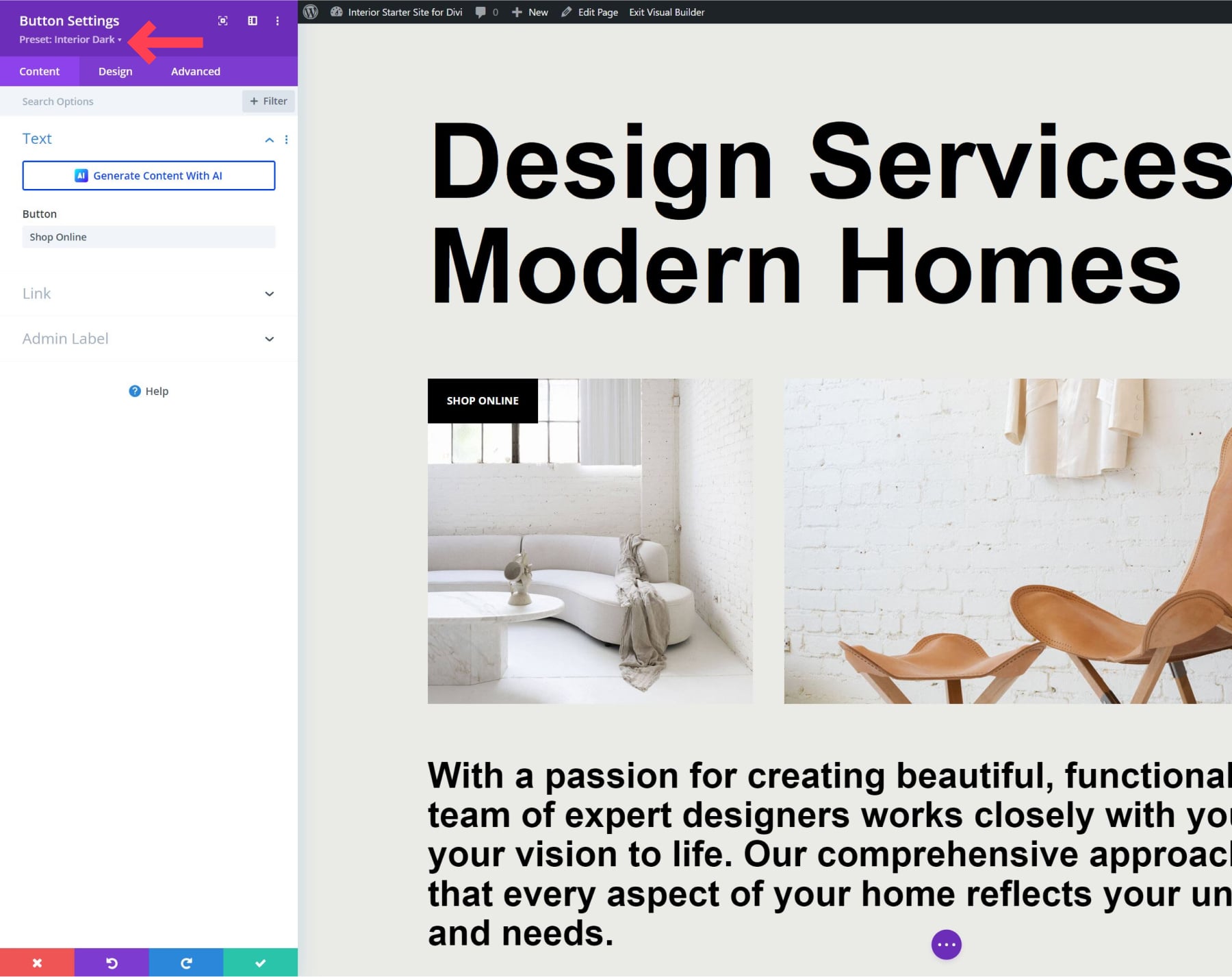 divi インテリア スターター サイト