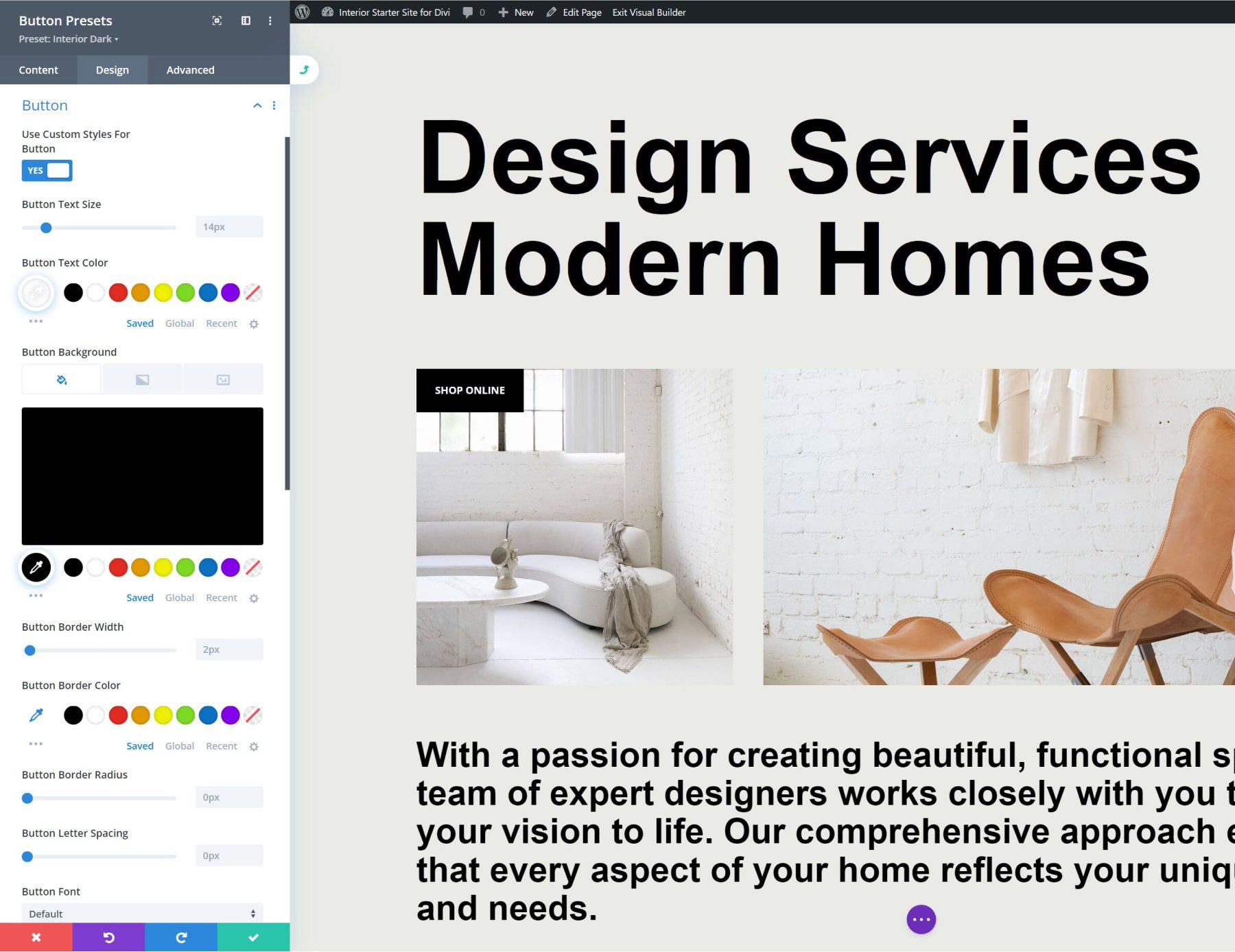 divi インテリア スターター サイト