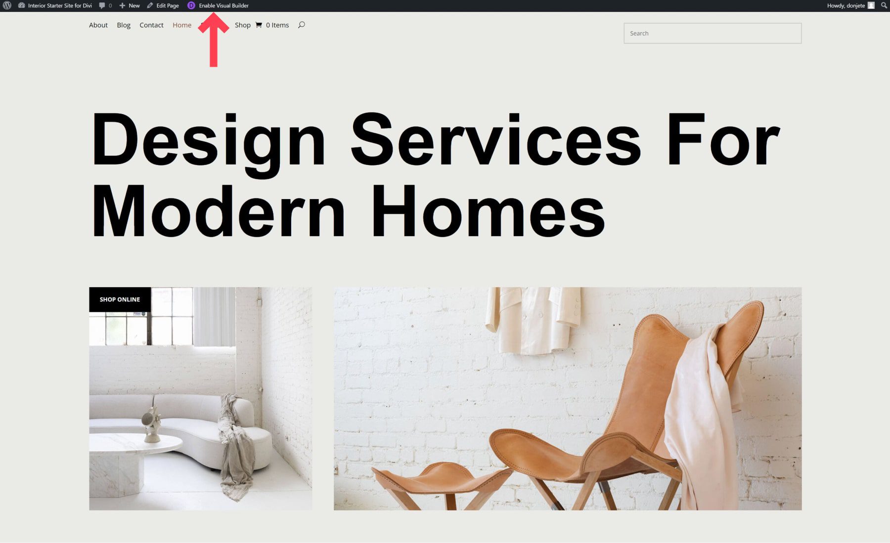 divi インテリア スターター サイト
