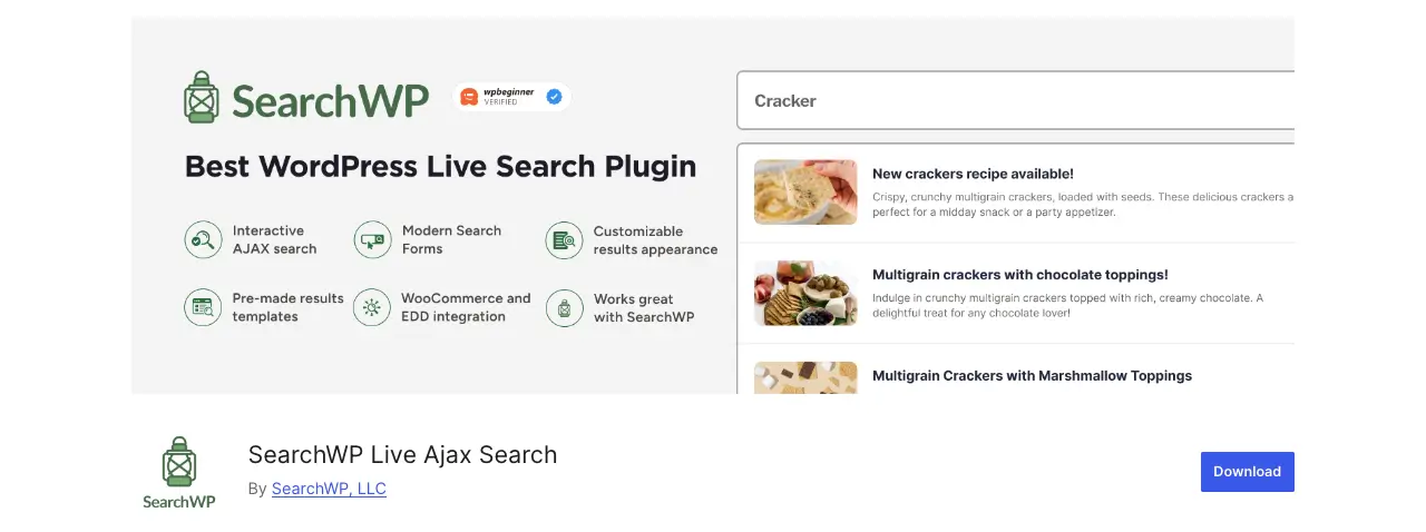 Top 9+ des meilleurs plugins de recherche de produits WooCommerce 4 SearchWP Live Ajax Search