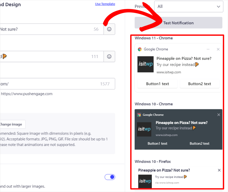 pushengage-test-notification – IsItWP – Kostenloser WordPress-Theme-Detektor pushengage test notification