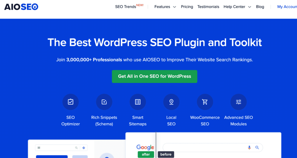 AIOSEO 網站 - WPForms The AIOSEO homepage