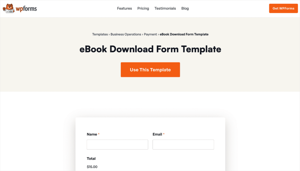 WPForms 電子書下載表單範本頁面 - WPForms WPForms eBook Download Form template