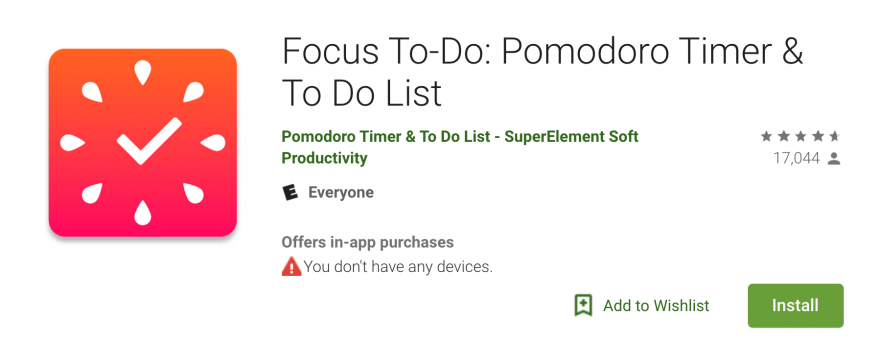 Google Play 스토어의 Focus To-Do 앱.