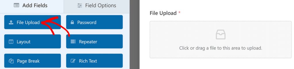 campo de upload de arquivo - WPForms