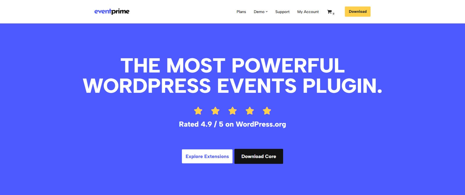 Visual de EventPrime, un complemento de registro de eventos rico en funciones con un calendario de eventos flexible.