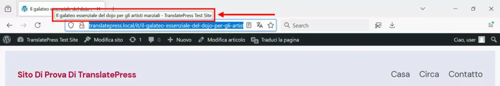 titre de la page traduit dans l'onglet du navigateur