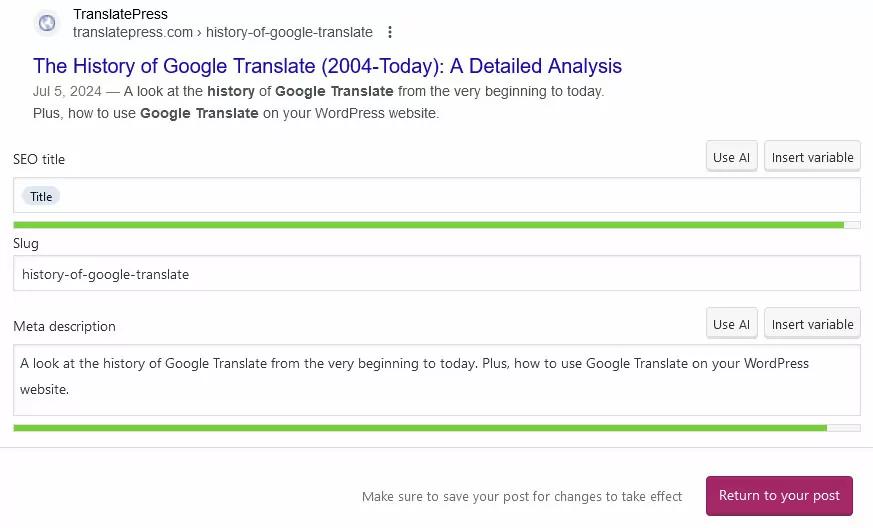 définir les méta-informations de référencement avec Yoast SEO