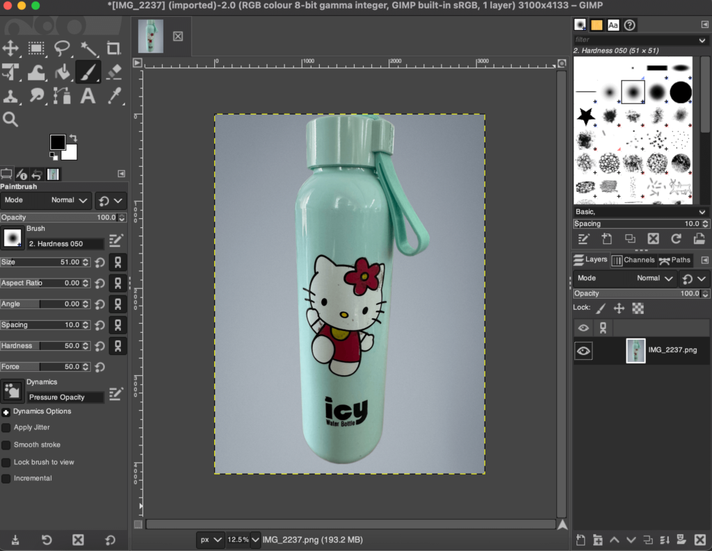 Ceci est une capture d'écran de l'image mise à l'échelle dans Gimp