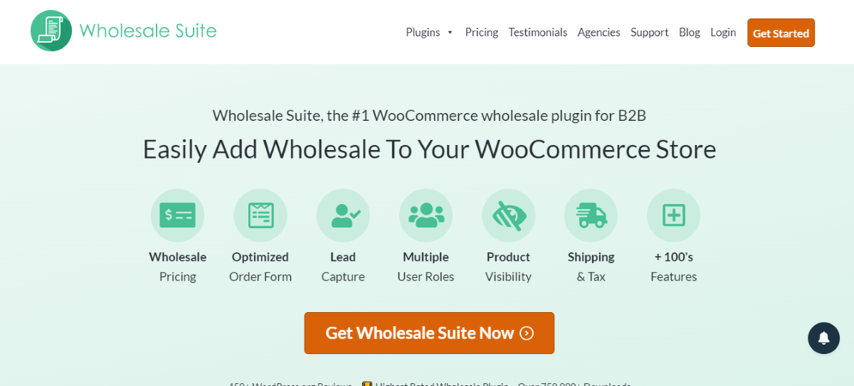 La page d’accueil du plugin Wholesale Suite.