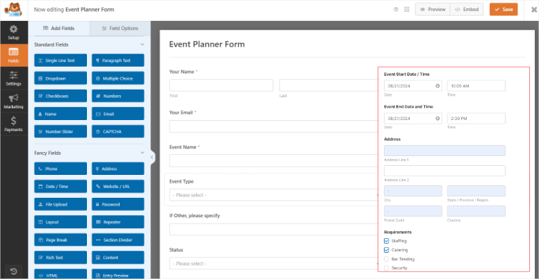 wpforms-event-planner-template-kustomisasi - IsItWP - Detektor Tema WordPress Gratis wpforms event planner template customization