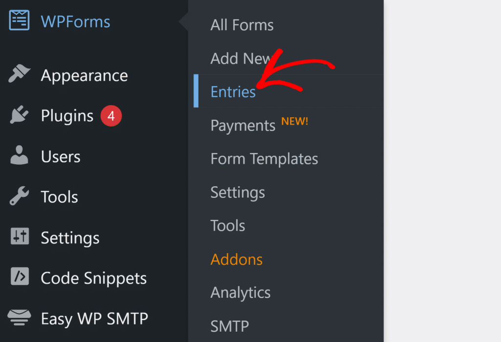 รายการ WPForms - WPForms WPForms entries