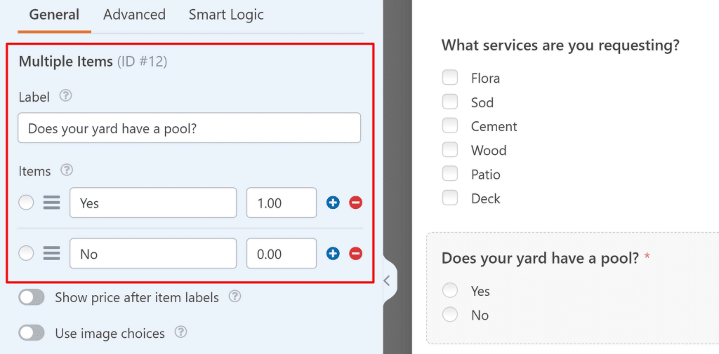 ฟิลด์หลายรายการหลังจากแก้ไข - WPForms Multiple Items field after editing