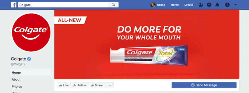 Gif von Colgate Facebook-Banner