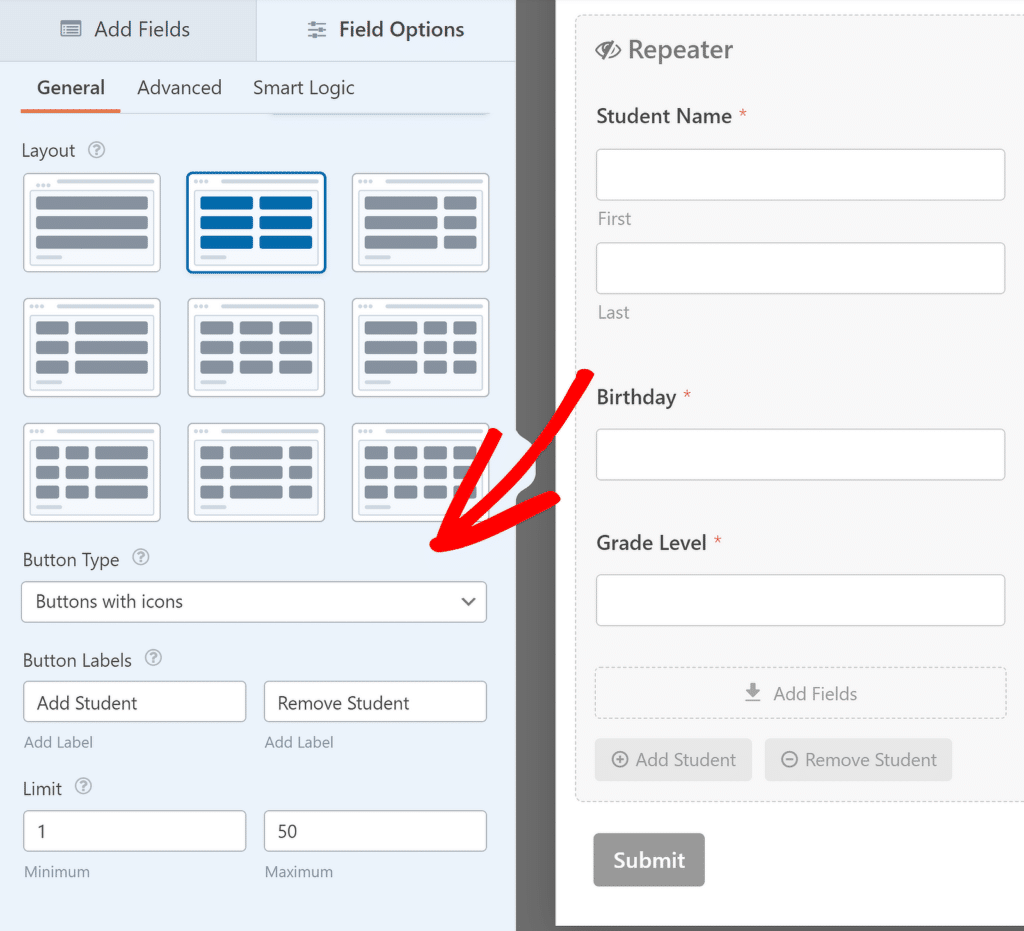 การปรับแต่งฟิลด์ Repeater - WPForms Customizations Repeater Field