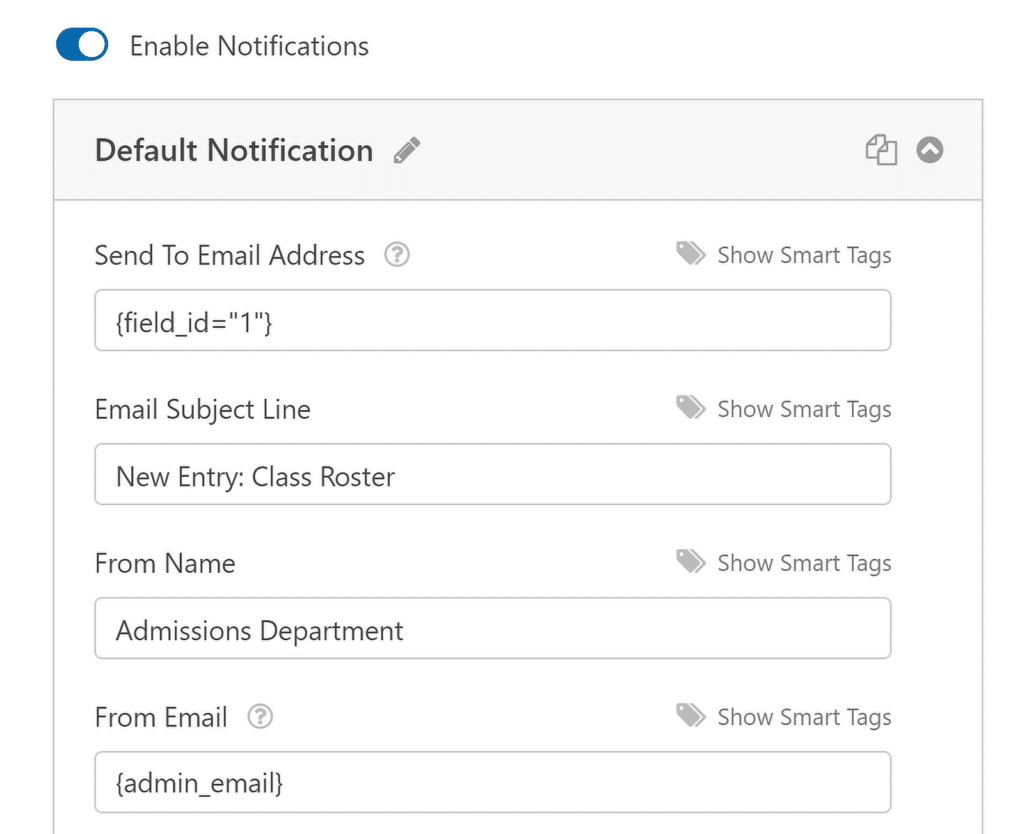 การตั้งค่าการแจ้งเตือน - WPForms Notification Settings
