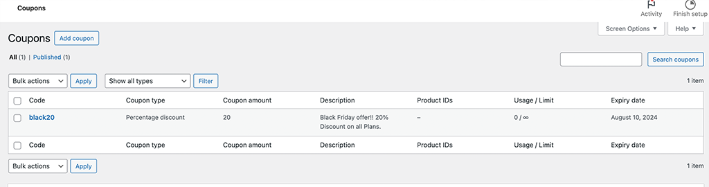 ¿Cómo crear cupones de WooCommerce? (Una guía paso a paso) 8 Woocommerce Coupon Dashboard
