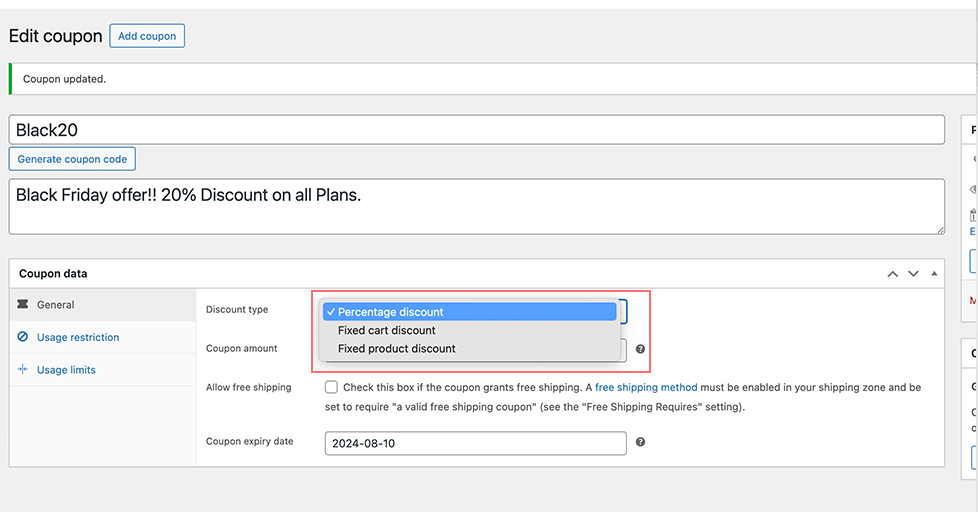 ¿Cómo crear cupones de WooCommerce? (Una guía paso a paso) 5 Woocommerce Coupon General Settings