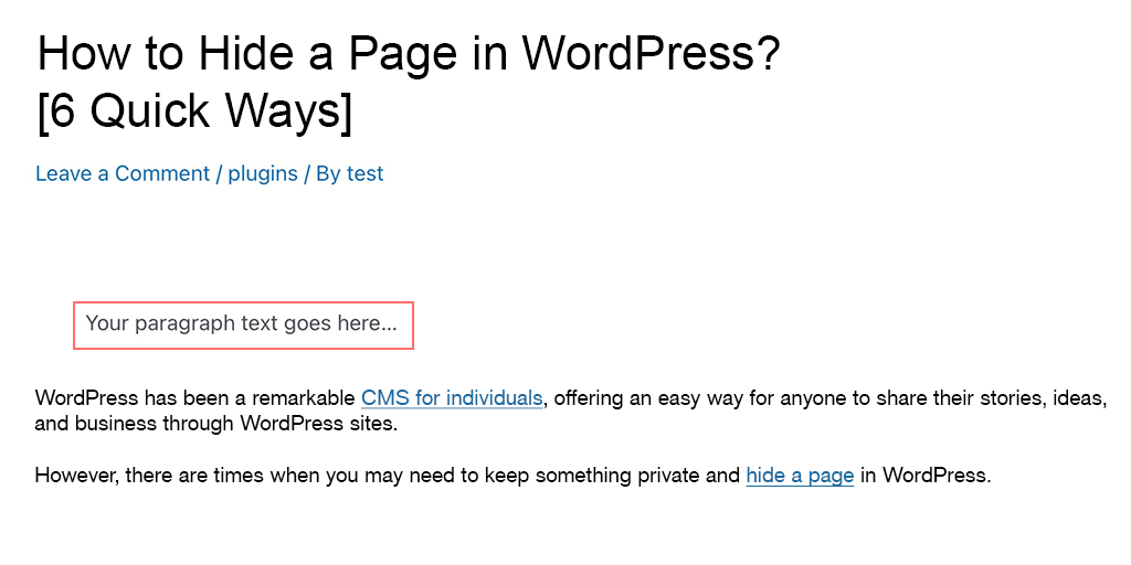 ¿Cómo sangrar párrafos en un sitio web de WordPress? 4 formas rápidas 8 Preview of Indenting in WordPress using HTML tags