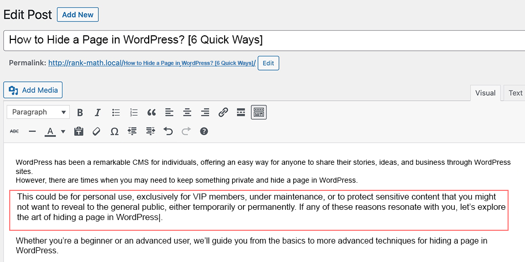 ¿Cómo sangrar párrafos en un sitio web de WordPress? 4 formas rápidas 4 Indent Paragraphs in WordPress using Classic Edit