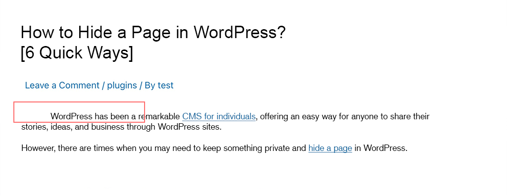¿Cómo sangrar párrafos en un sitio web de WordPress? 4 formas rápidas 14 Preview if post after apply custom CSS for indentation