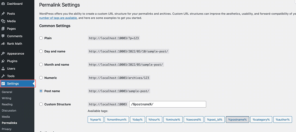 Jak naprawić nieprawidłowy błąd JSON w WordPress: 10 szybkich sposobów 5 checking WordPress site's permalink