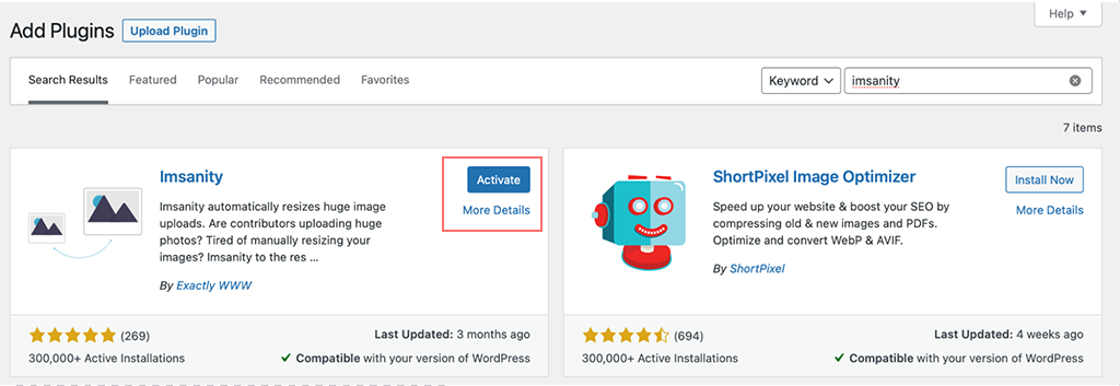 Come modificare e ridimensionare le immagini in WordPress? Esercitazione rapida 10 Installing and Activating Imsanity Plugin