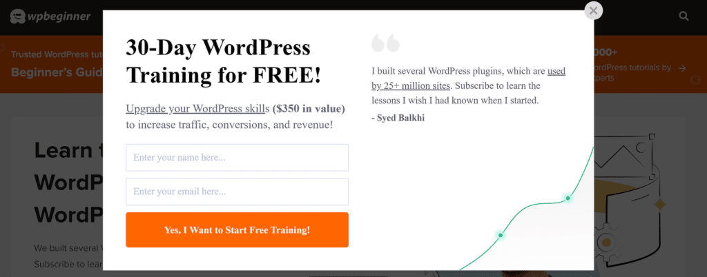 Форма для привлечения лидов WPBeginner — WPForms WPBeginner lead gen form