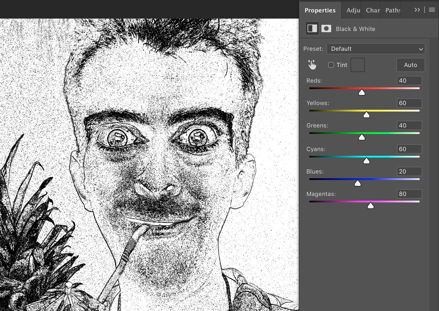 Screenshot einer Photoshop-Einstellungsebene