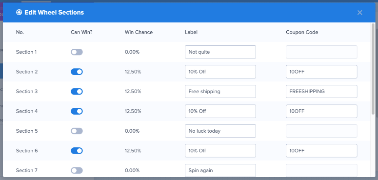 編輯優惠券輪切片 - IsItWP - 免費 WordPress 主題檢測器 editing coupon wheel slices