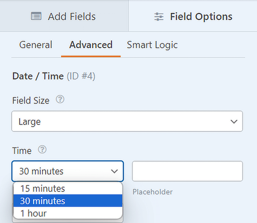 เลือกช่วงเวลา - WPForms time interval