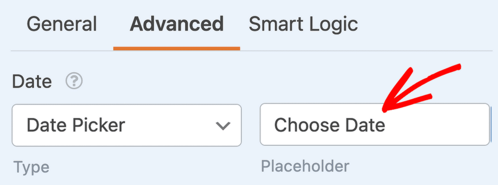 วันที่ข้อความตัวยึดตำแหน่ง - WPForms placeholder text date