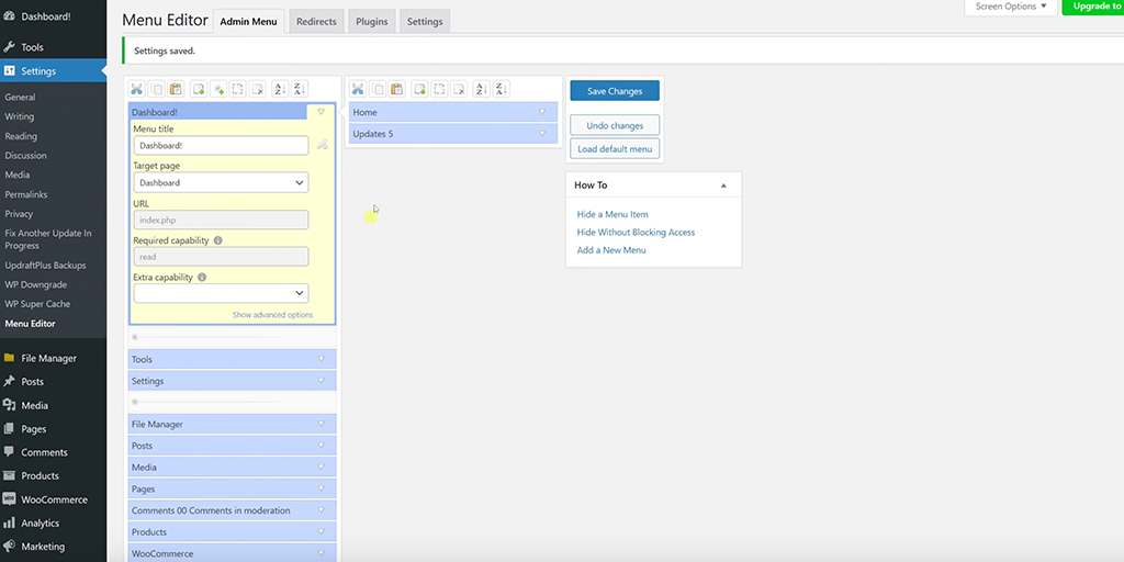 كيفية إعادة ترتيب عناصر قائمة المسؤول في ووردبريس؟ 6 Menu Editor Settings