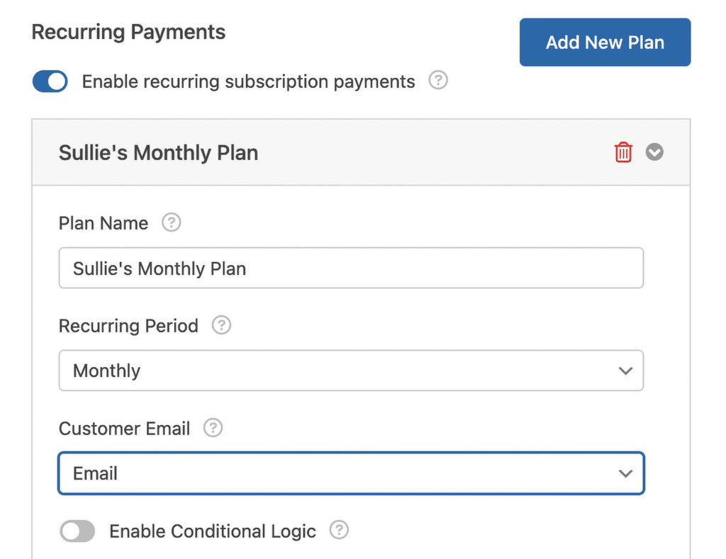 การชำระเงินที่เกิดขึ้นประจำ - WPForms recurring payments
