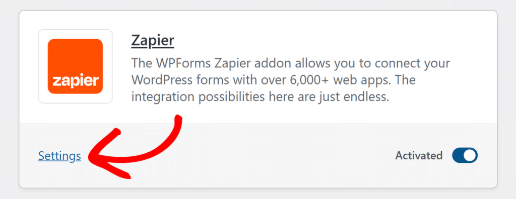 Zapier-Einstellungen – WPForms zapier settings option