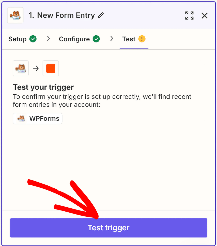 Testauslöser Zapier – WPForms test trigger zapier