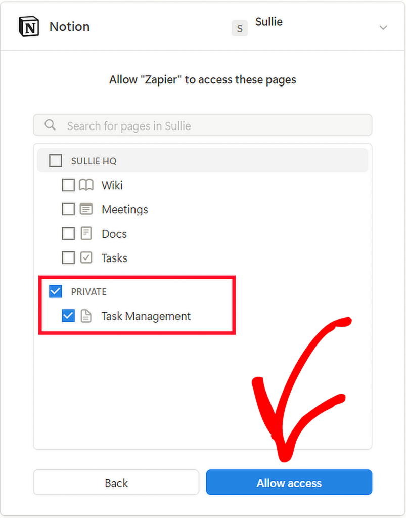Wählen Sie Notion-Seite – WPForms select notion page