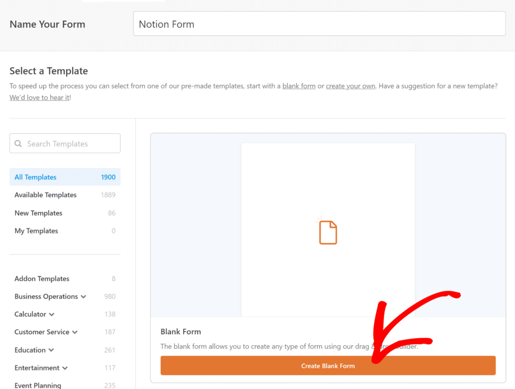 Konzeptformular erstellen – WPForms create notion form