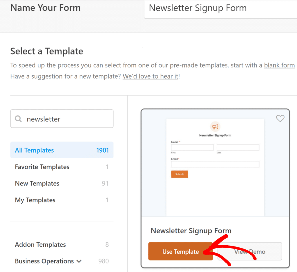 Templat Formulir Pendaftaran Buletin - WPForms Newsletter signup form template