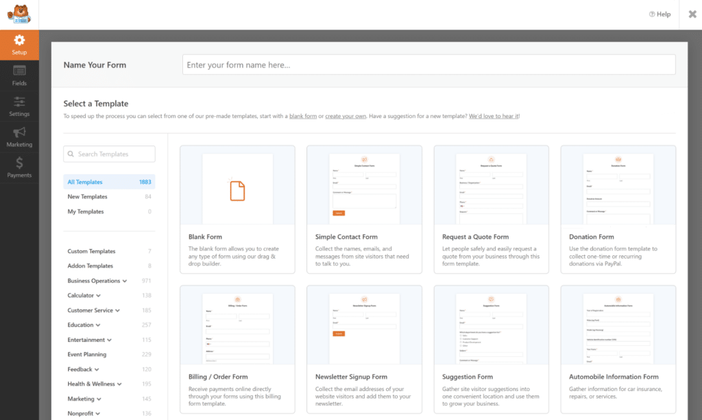 Templat Formulir - WPForms pre-made form templates