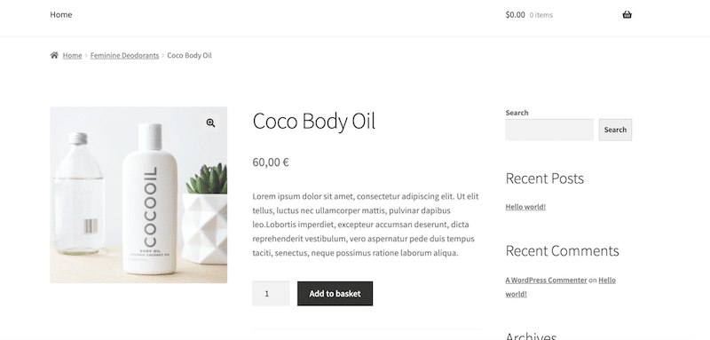 La página del producto se lanzó en unos minutos - Fuente: Nuestro sitio WooCommerce