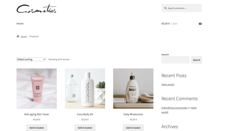 La página de la tienda se lanzó en unos minutos - Fuente: Nuestro sitio WooCommerce