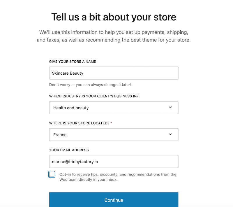 Pasos para iniciar su tienda - Fuente: Asistente de WooCommerce