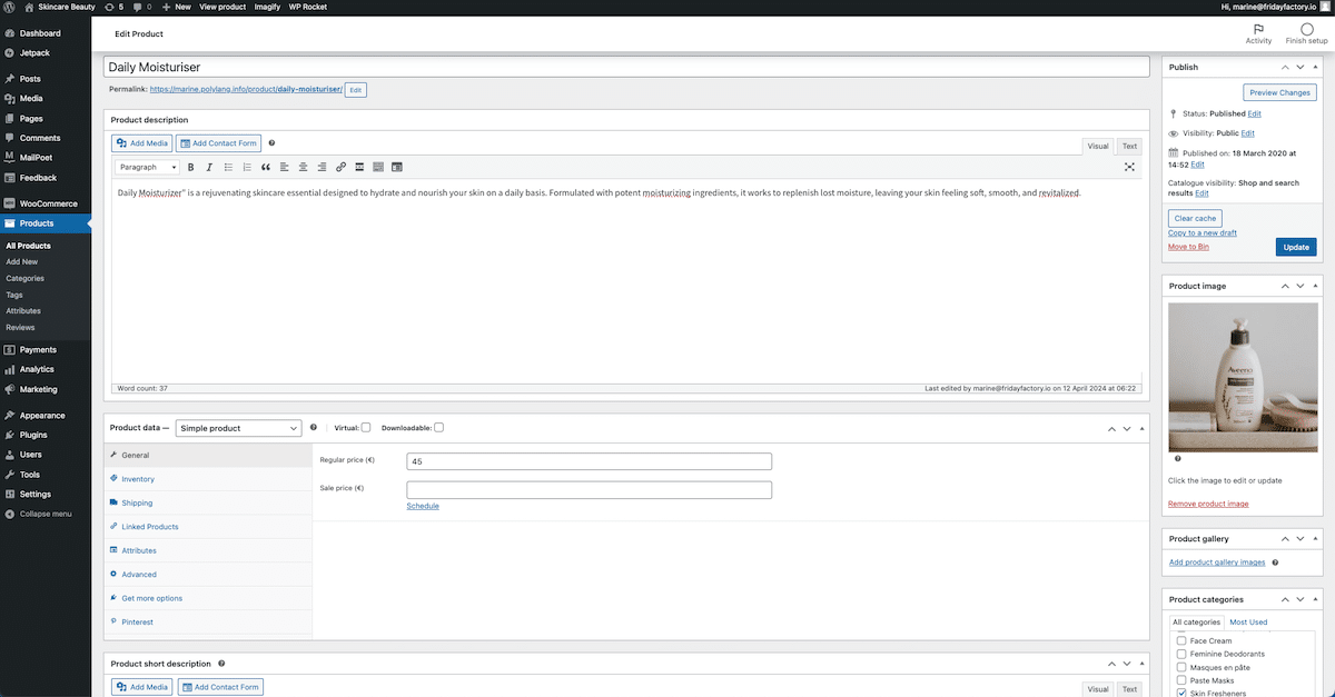 La interfaz intuitiva de WooCommerce para agregar un producto a WordPress - Fuente: panel de WooCommerce