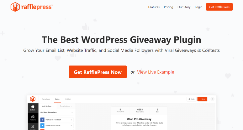 rafflepress-homepage – IsItWP – Kostenloser WordPress-Theme-Detektor rafflepress homepage