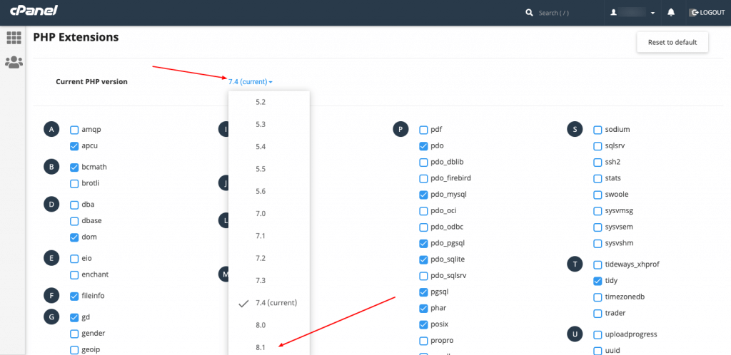 วิธีแก้ไขข้อผิดพลาดเซิร์ฟเวอร์ภายใน 500 ข้อใน WordPress 24 Change and update the PHP version