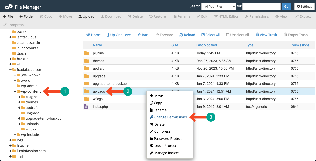 วิธีแก้ไขข้อผิดพลาดเซิร์ฟเวอร์ภายใน 500 ข้อใน WordPress 25 Configure the Change Permissions settings