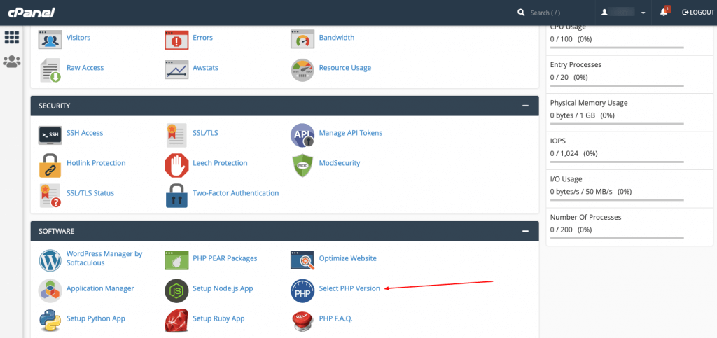 วิธีแก้ไขข้อผิดพลาดเซิร์ฟเวอร์ภายใน 500 ข้อใน WordPress 23 Select PHP Version