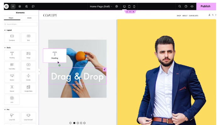 Elementor 대 Elementor Pro: 어떤 버전이 귀하에게 적합합니까? 3 drag and drop