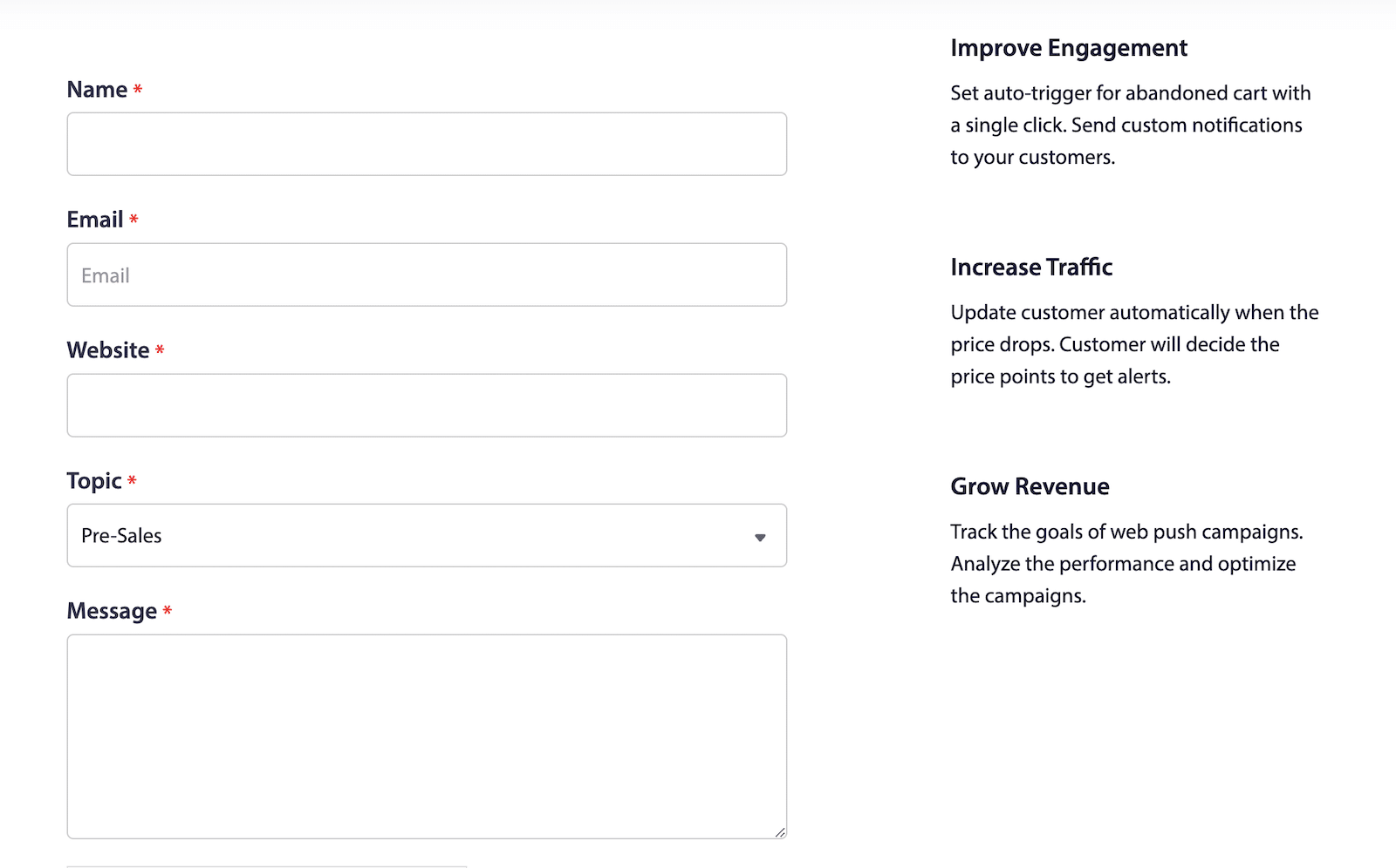 Formulir Kontak PushEngage - WPForms PushEngage Contact Form